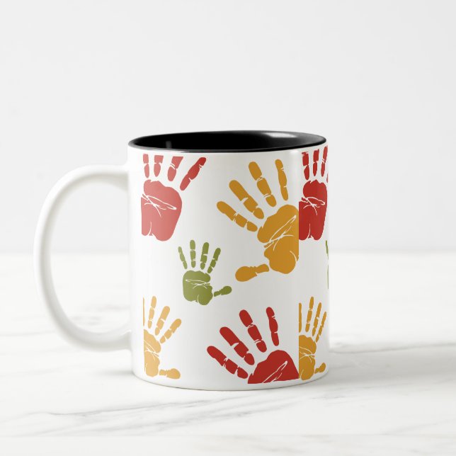 Tasse 2 Couleurs peindre palmiers, main (Gauche)