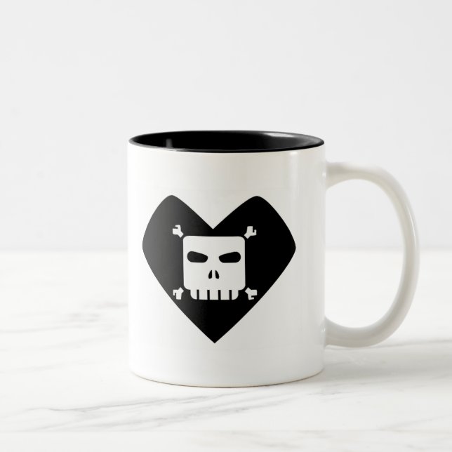 Tasse 2 Couleurs Peines de matin - coeur de crâne (Droit)