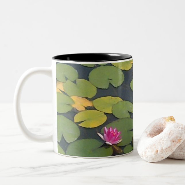Tasse 2 Couleurs Peinture à la fleur d'étang d'eau (Avec donut)