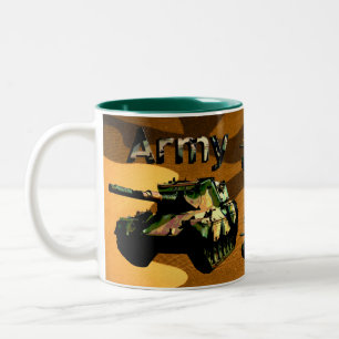 Tasse 2 Couleurs Peinture à l'huile de char de l'armée texturée de