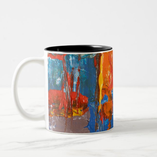 Tasse 2 Couleurs Peinture Abstraite bleue et orange (Gauche)