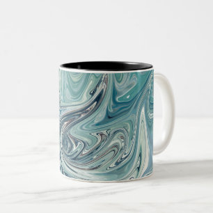 Tasse 2 Couleurs Peinture Abstraite de la mer Bleue