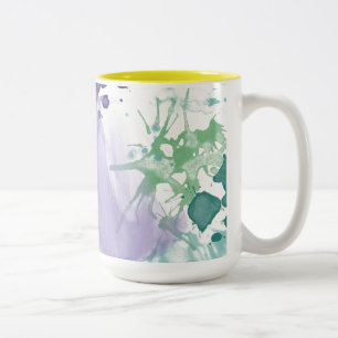 Tasse 2 Couleurs Peinture Abstraite violet verte