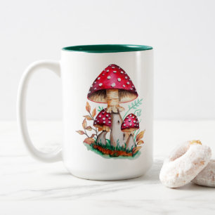 Tasse 2 Couleurs Peinture d'aquarelle botanique des champignons sau