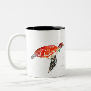 Tasse 2 Couleurs Peinture d'aquarelle de la tortue de mer