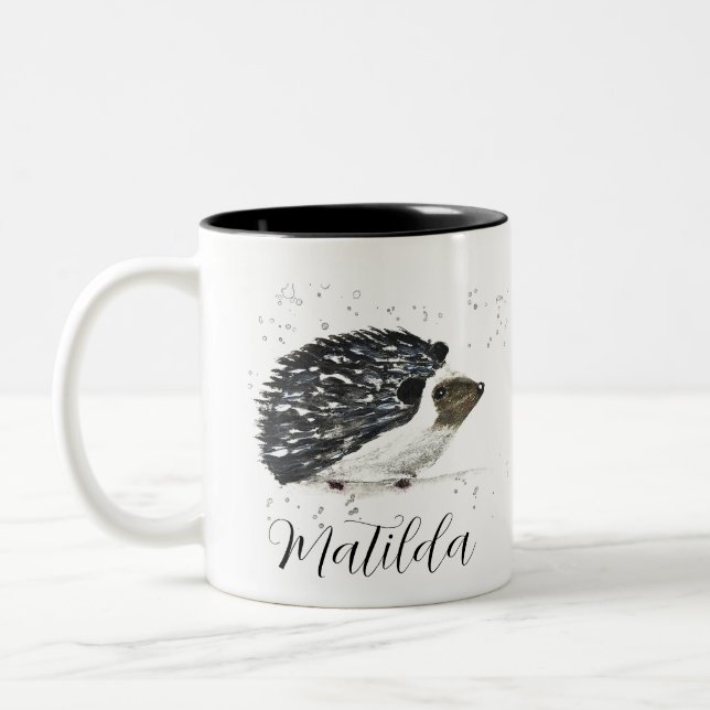 Tasse 2 Couleurs Peinture de hérisson Illustration Faune Animaux sa (Gauche)