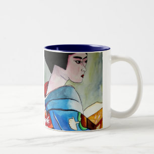 Tasse 2 Couleurs peinture originale d'aquarelle japonaise Geisha