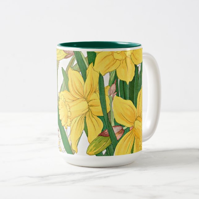 Tasse 2 Couleurs Peinture sur bois de jonquille (Devant droit)
