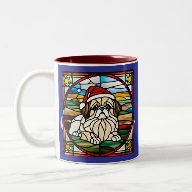 Tasse 2 Couleurs Pekingese Noël en verre (Gauche)