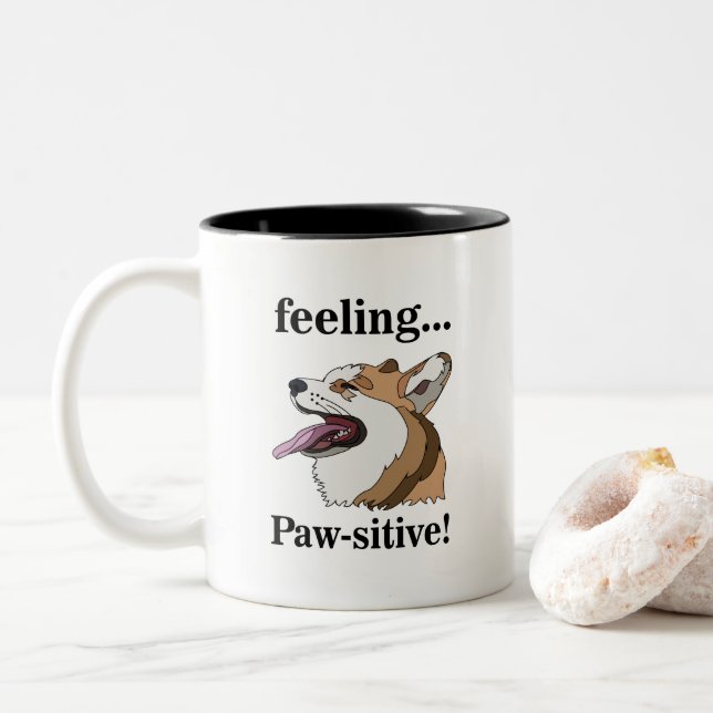 Tasse 2 Couleurs Pembroke Welsh Corgi Chien Mignon (Avec donut)