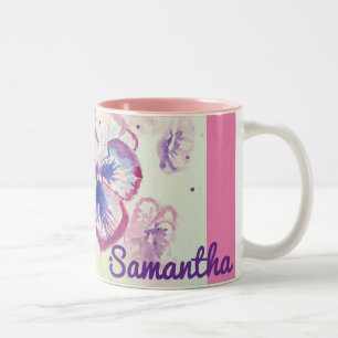 Tasse 2 Couleurs Pensée Pensées Fleur Violette Florale Rose