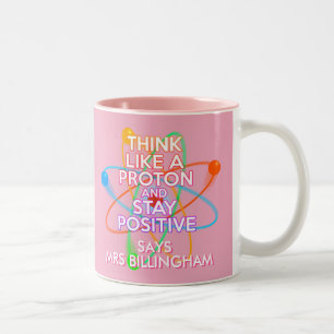 Tasse 2 Couleurs Penser Comme Un Proton Positif Science Fille Rose