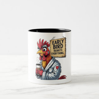 Tasse 2 Couleurs Père d'oiseau précoce - Rooster drôle