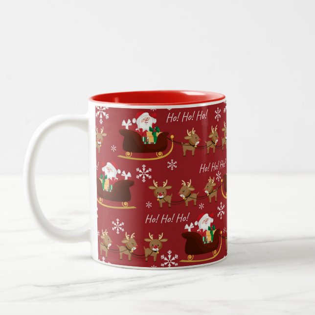 Tasse 2 Couleurs Père Noël arrive Motif (Gauche)