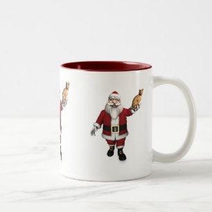 Tasse 2 Couleurs Père Noël Avec Tabby Rouge