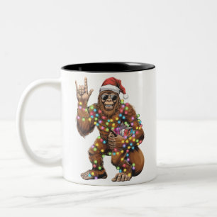 Tasse 2 Couleurs Père Noël Bigfoot Lumières de Noël Rock Drôle 