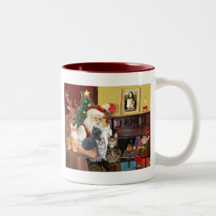 Tasse 2 Couleurs Père Noël, cinq chats