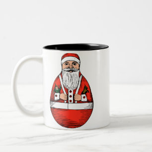 Tasse 2 Couleurs Père Noël, clipart de Noël vintage