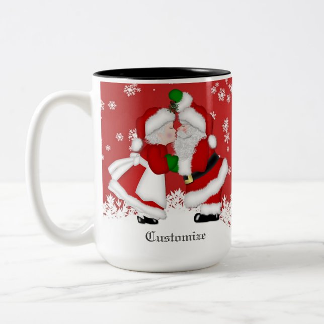 Tasse 2 Couleurs Père Noël de Mistletoe personnalisé (Gauche)