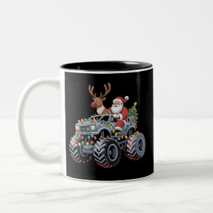 Tasse 2 Couleurs Père Noël de Noël de camion monstre Renne Fêtes 