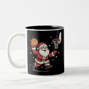 Tasse 2 Couleurs Père Noël drôle jouant au basket-ball Cadeau de No