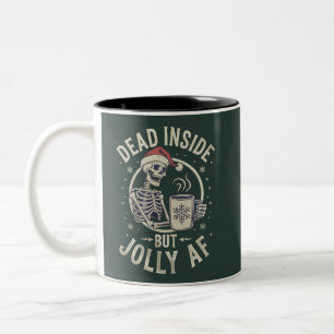 Tasse 2 Couleurs Père Noël du crâne mort dans Noël Vintage Jolly Af