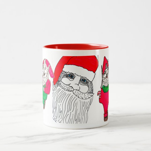 TASSE 2 COULEURS PÈRE NOËL ET LES ELVES (Centre)