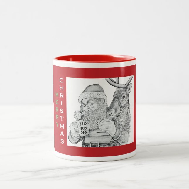 Tasse 2 Couleurs Père Noël et rennes (Centre)