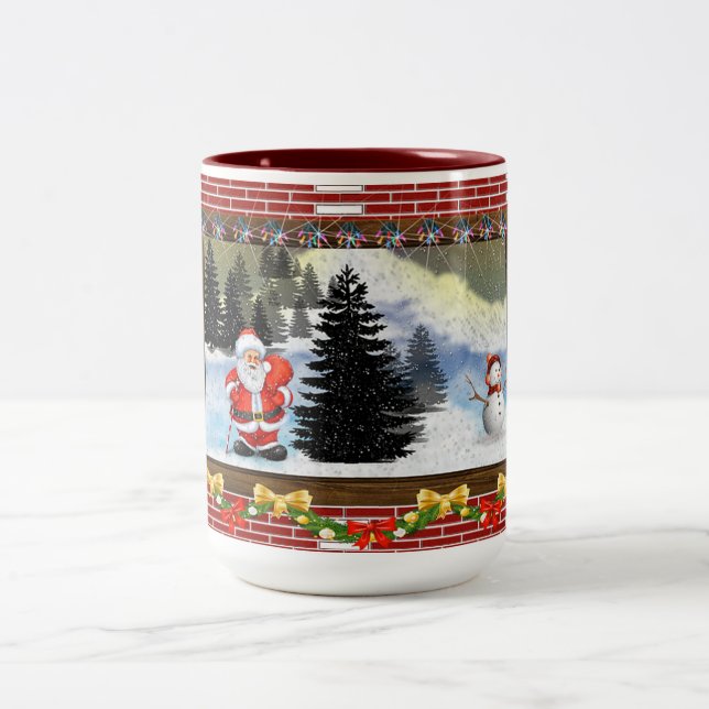 Tasse 2 Couleurs Père Noël et Snowman (Centre)