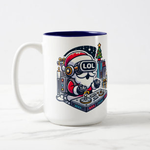Tasse 2 Couleurs Père Noël futuriste drôle avec VR Goggings LOL
