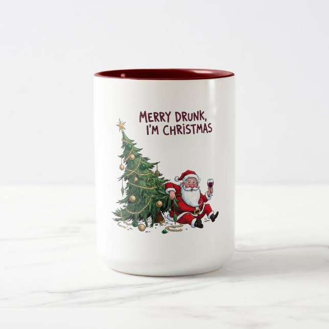 Tasse 2 Couleurs Père Noël joyeusement ivre (Centre)