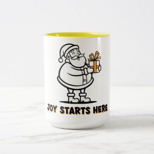 Tasse 2 Couleurs Père Noël joyeux avec cadeau