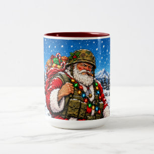 Tasse 2 Couleurs Père Noël Militaire Soldat de Noël Vétéran