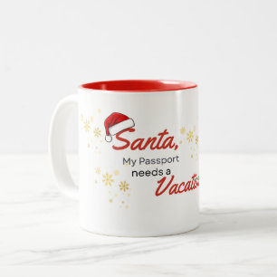 Tasse 2 Couleurs Père Noël, mon passeport a besoin de vacances