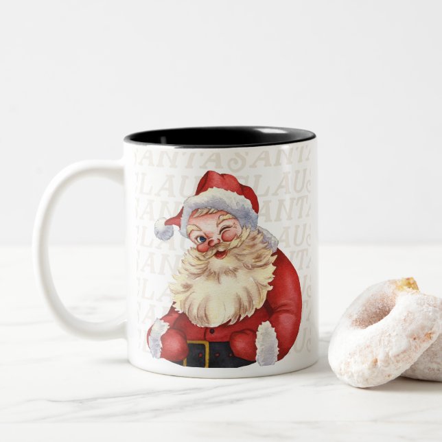 Tasse 2 Couleurs Père Noël Santa Claus (Avec donut)