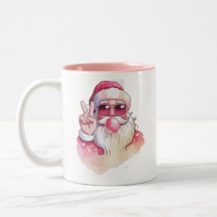 Tasse 2 Couleurs Père Noël soufflant du bubble gum Lunettes de sole
