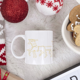 Tasse 2 Couleurs Père Noël sur traîneau à rennes au lait de cacao c