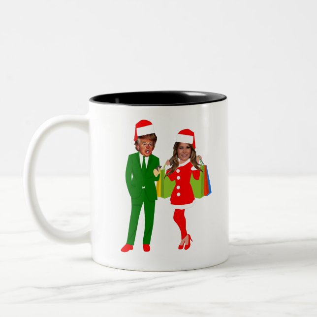 Tasse 2 Couleurs père Noël trump melania (Gauche)