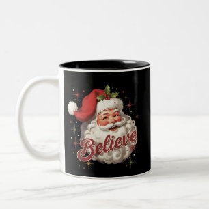 Tasse 2 Couleurs Père Noël vintage Croire Noël