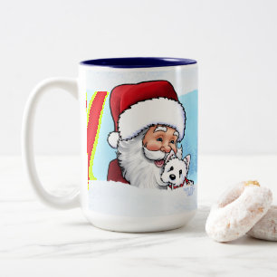 Tasse 2 Couleurs Père Noël Westie Puppy Winter