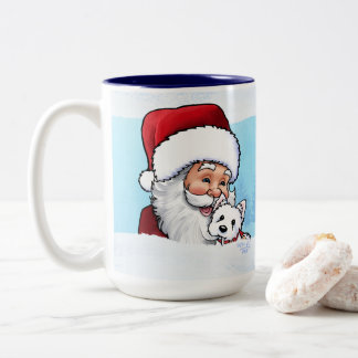 Tasse 2 Couleurs Père Noël Westie Puppy Winter
