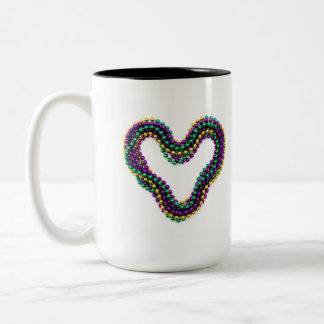 Tasse 2 Couleurs Perles de cœur Mardi Gras Violet Or Vert Festif