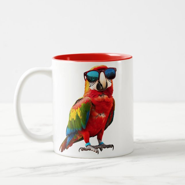 Tasse 2 Couleurs Perroquet Cool avec Lunettes de Soleil (Gauche)