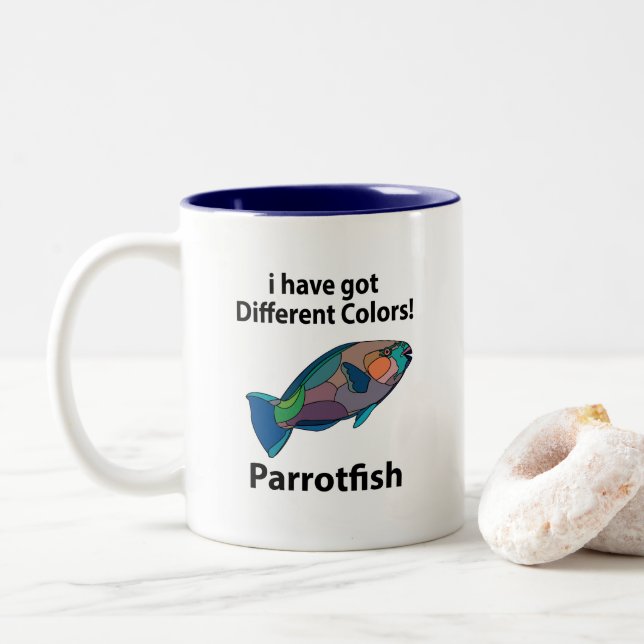 Tasse 2 Couleurs Perroquet Drôle (Avec donut)