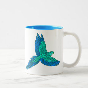 Tasse 2 Couleurs Perroquet en vol, Aqua et Bleu Cobalt