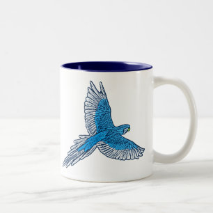 Tasse 2 Couleurs Perroquet en vol, bleu Cobalt et marine