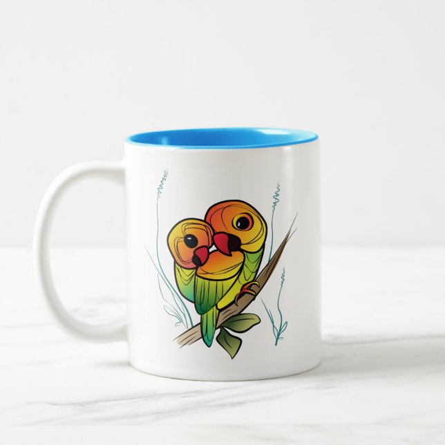 Tasse 2 Couleurs Perroquets inséparables (Gauche)