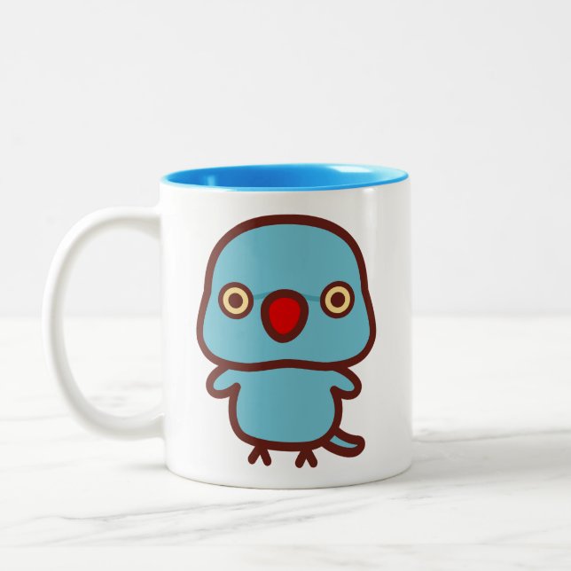 Tasse 2 Couleurs Perruche à collier / femelle bleue (Gauche)