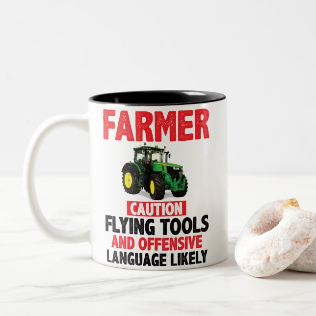 Tasse 2 Couleurs Personalised FARMER 'Mug' (Avec donut)