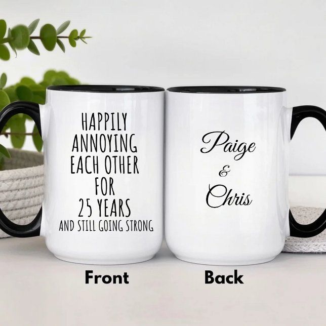 Tasse 2 Couleurs Personalized 25th Anniversary Funny Silver (Créateur téléchargé)